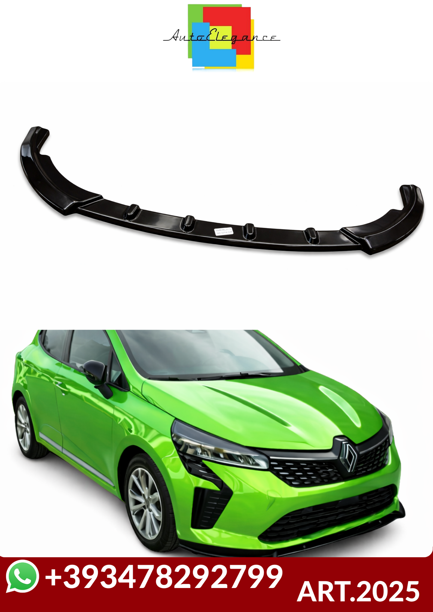 💕ART.2025  SPLITTER RENAULT  CLIO 5 2023+ NERO LUCIDO (COLT)💕