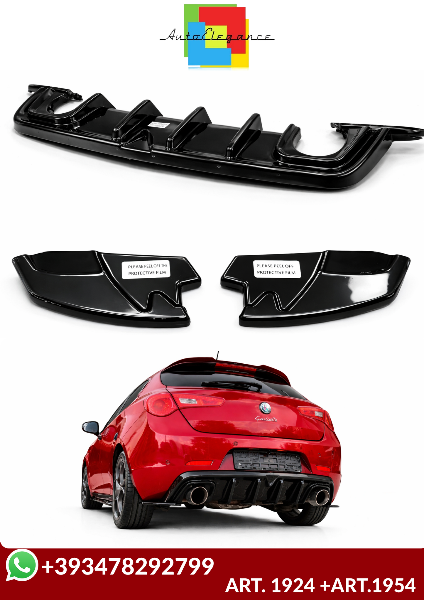 💕ART. 1924 +ART.1954 DIFFUSORE+ FLAPS ALFA ROEMO GIULIETTA NERO LUCIDO💕