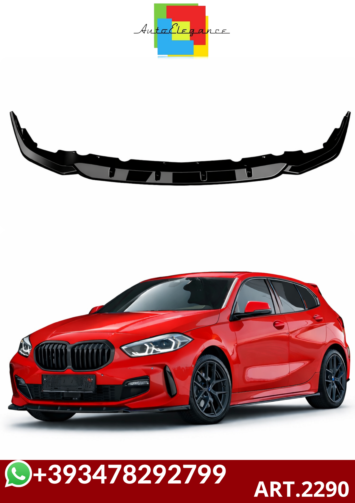 💕ART.2290 SPLITTER BMW SERIE 1 F40 M-Pack/M135i 2019+ NERO LUCIDO💕
