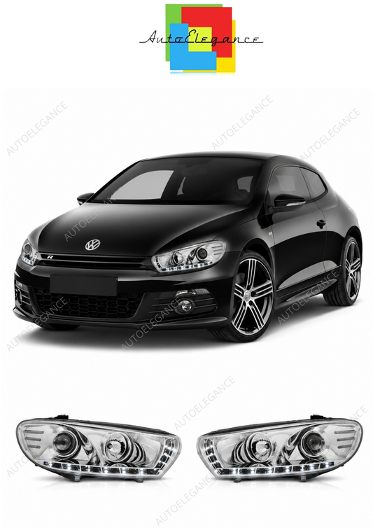💕 Fari Anteriori Adatto per VW Scirocco 2008-2014 Daylight LED Cromati 💕