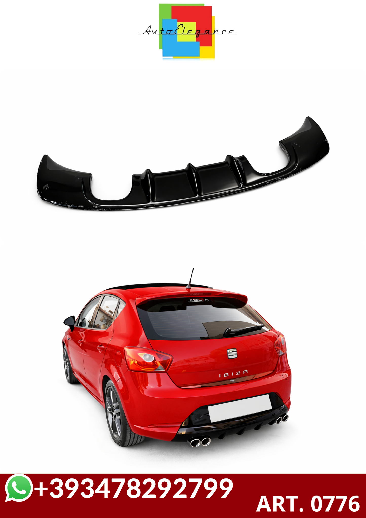 💕ART. 0776 DIFFUSORE SEAT IBIZA 6J 2008-2017 FR NERO LUCIDO 2+2💕