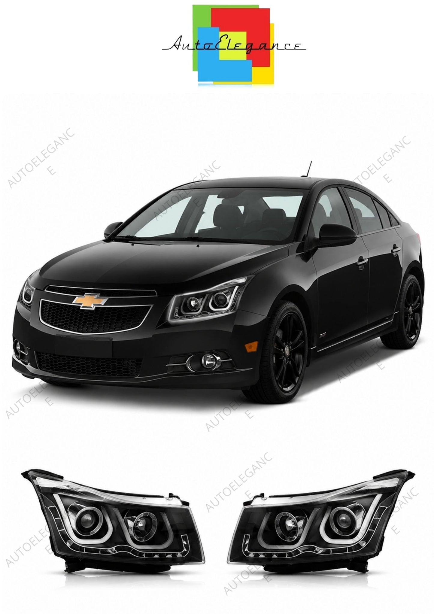 💕 Fari Anteriori Adatto per Chevrolet Cruze 2009-2012 Tube Light LED Neri 💕