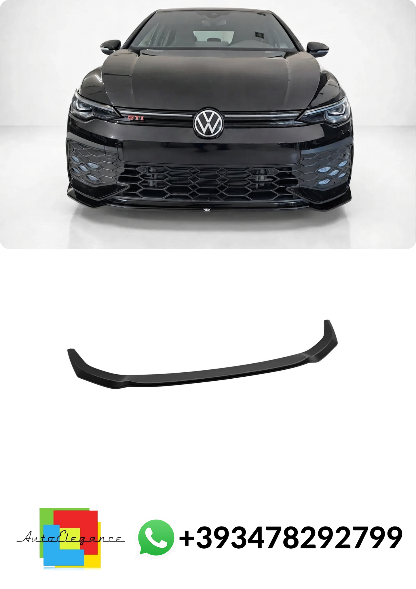 💕SPLITTER ANTERIORE V.2 Volkswagen Golf Mk8 Facelift GTI/GTE/R  NERO LUCIDO💕