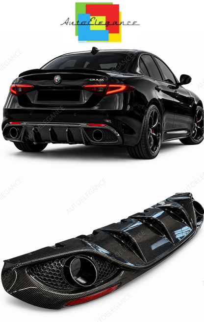 ART.10550 Diffusore Alfa Romeo Giulia look carbonio + TERMINALI NERI