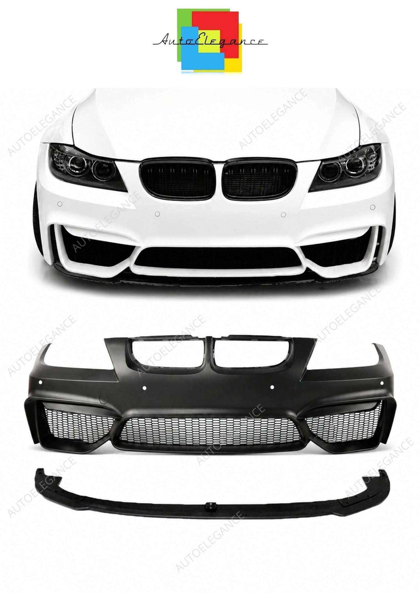 💕 Paraurti Anteriore Adatto per BMW E90 E91 LCI 08-12 Look M4 PDC Lip 💕