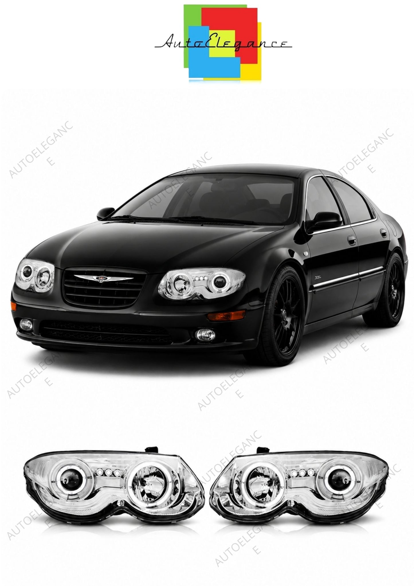 💕 Fari Anteriori Adatto per Chrysler 300M 1999-2004 Angel Eyes Cromati 💕
