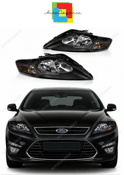 💕 Fari Anteriori Adatto per Ford Mondeo MK4 11-14 Alogeni Neri 💕