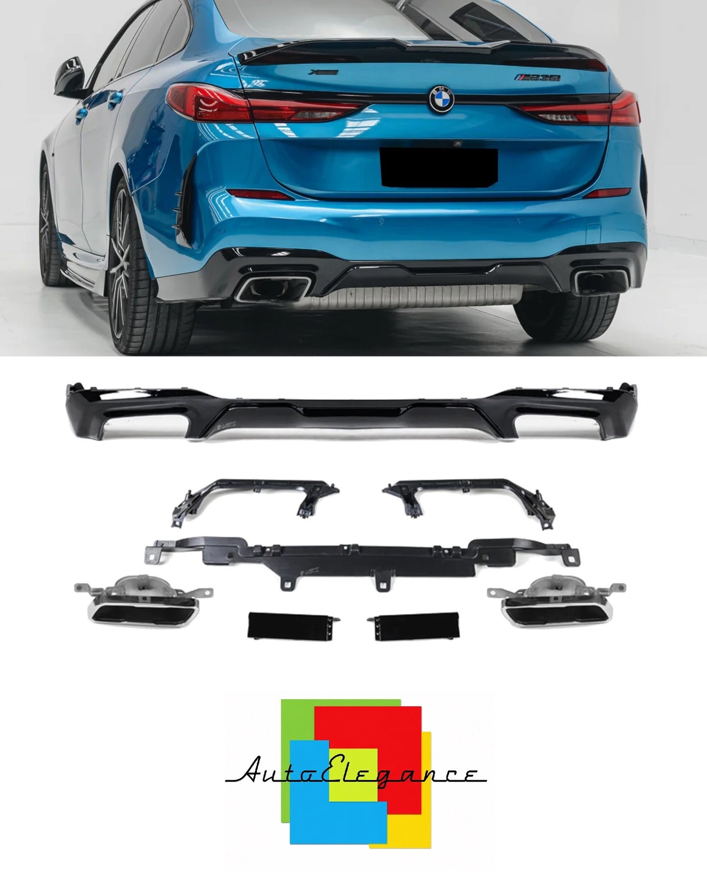 💕DIFFUSORI  BMW SERIE 2 F44 M-SPORT  NERO LUCIDO 💕