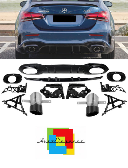 💕DIFFUSORI ADATTO PER   MERCEDES CLASSE A W177 AMG 2018+  NERO  LUCIDO 💕