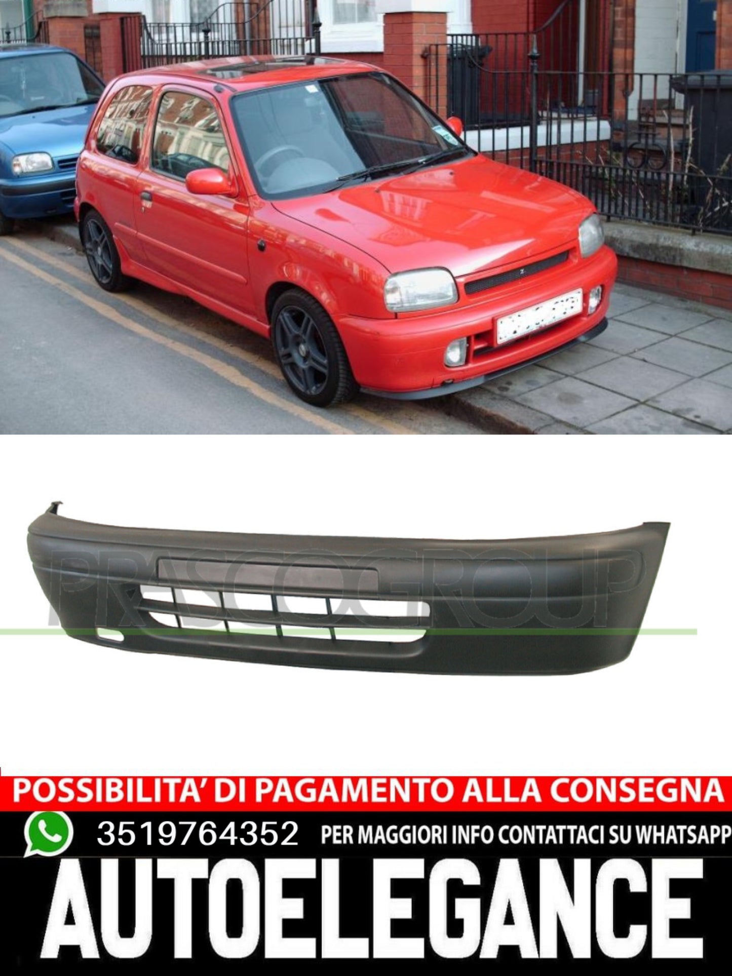 Paraurti anteriore nero per Nissan Micra K11 11/92- 03/98   6202250B00