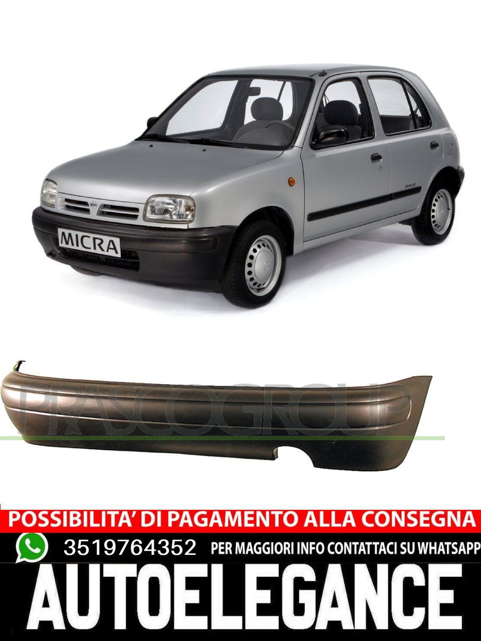 Paraurti Prasco Posteriore NERO per NISSAN MICRA II 8502250B25