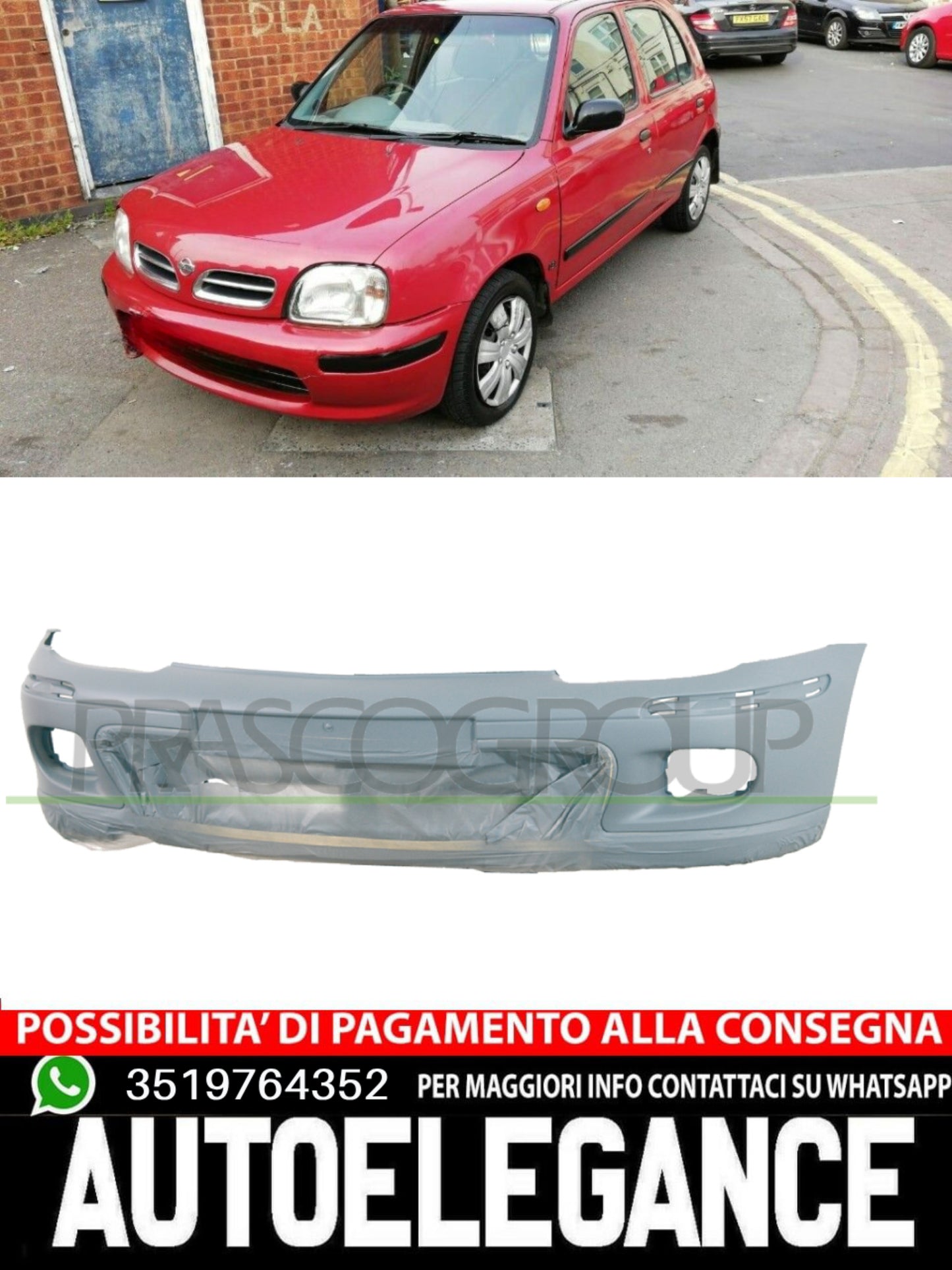 Paraurti Prasco Anteriore MASCHERATO/CON PRIMER  Per Nissan Micra Ii