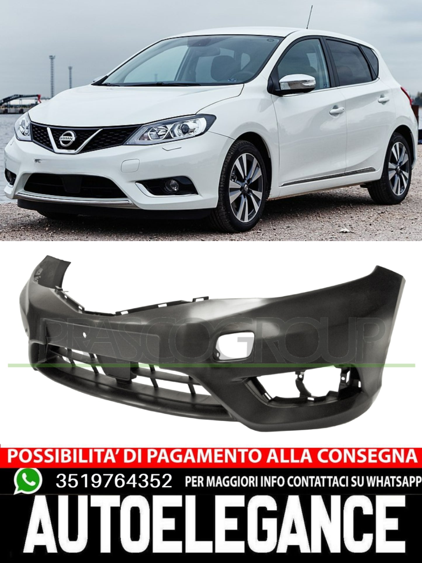 Paraurti Prasco Anteriore NERO-LISCIO per NISSAN PULSAR NO PRIMER F20223ZLMH