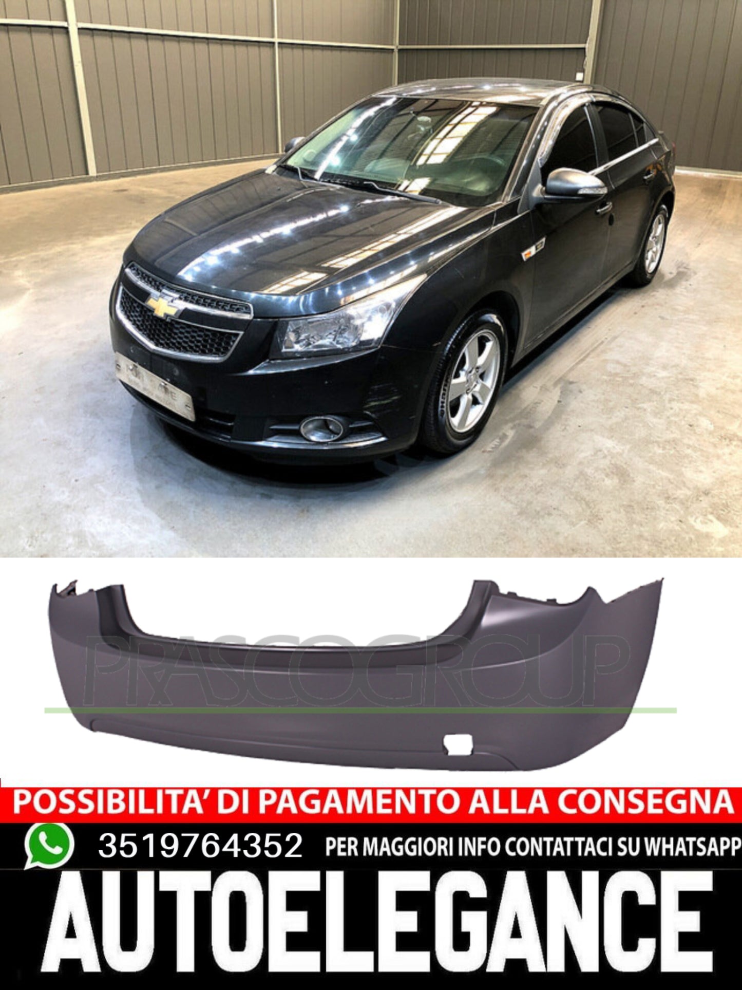 Paraurti Prasco Posteriore per CHEVROLET CRUZE CON PRIMER TRACCE PDC 95479270