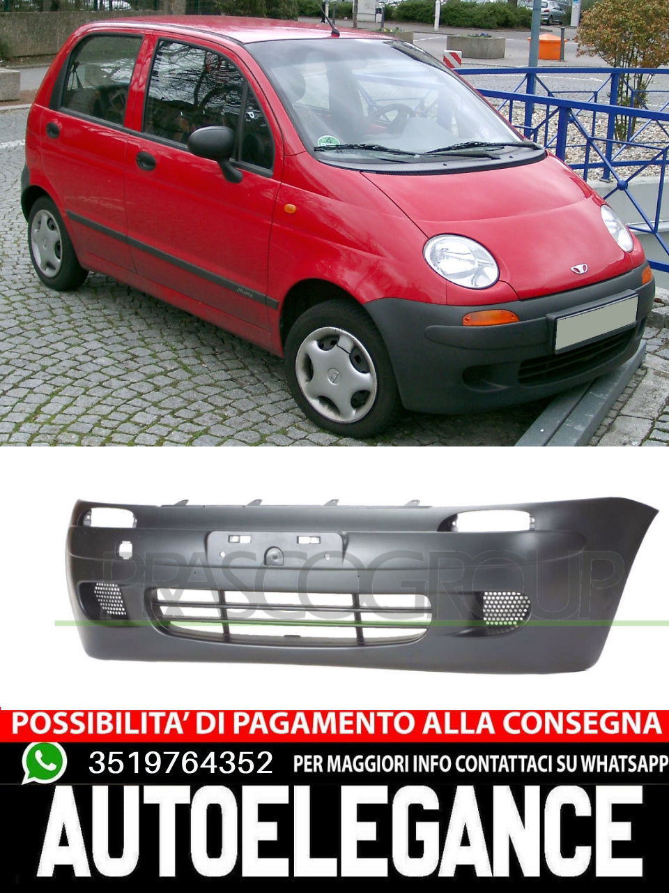 Paraurti Prasco Anteriore Per Daewoo Matiz CON PORTATARGA  96317584