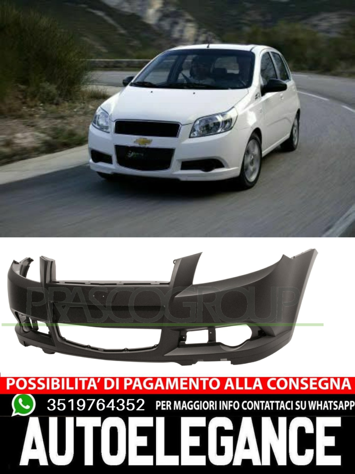 Paraurti Prasco Anteriore per CHEVROLET AVEO CON PRIMER SEDE FENDI 96808139