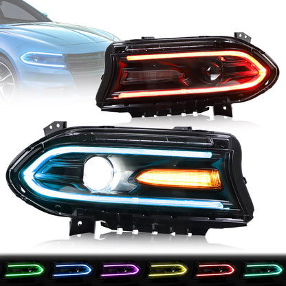 Fari per proiettore RGB per Dodge Charger 2015-UP (obiettivo a doppio raggio con sistema di cambio colore)