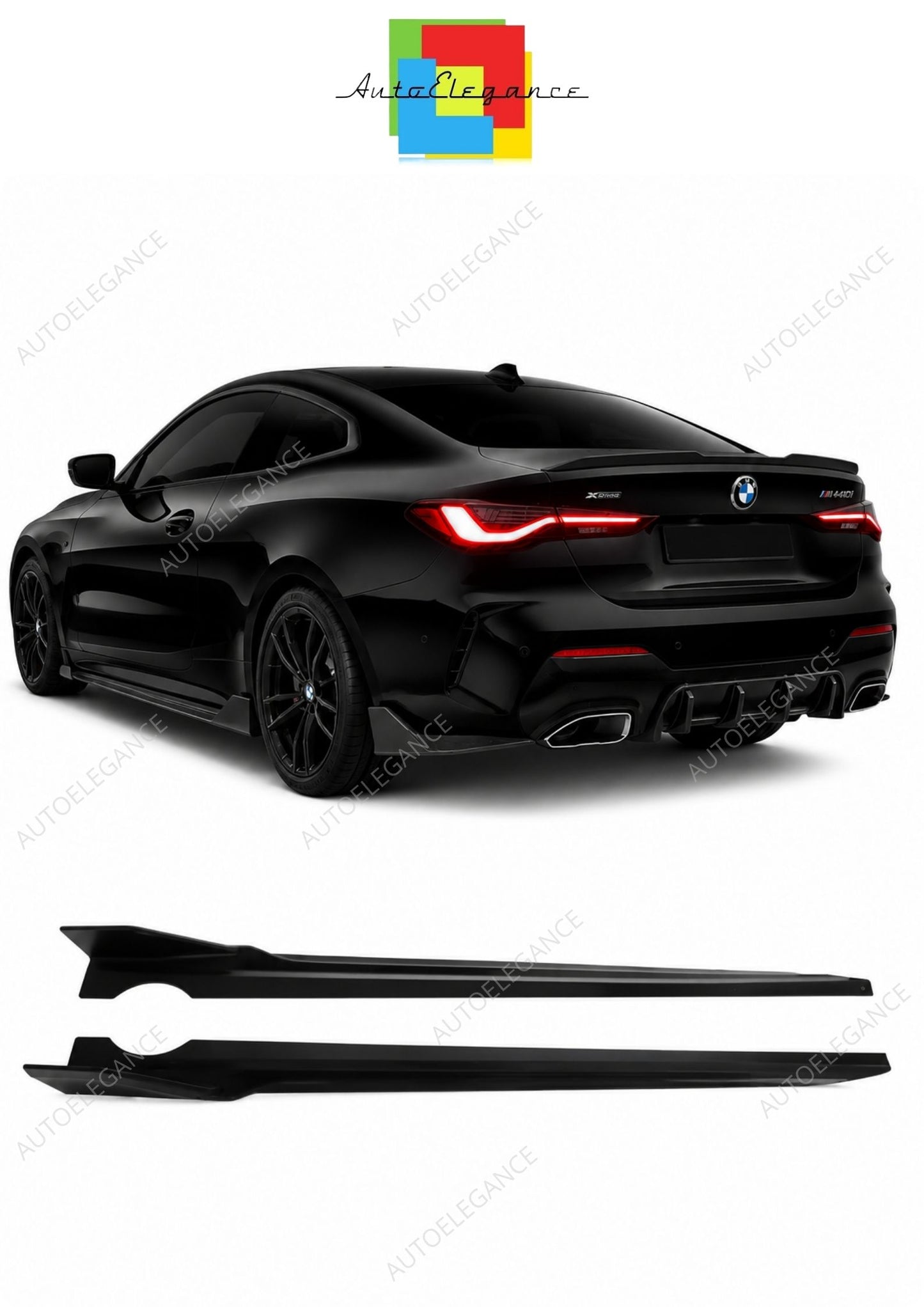 💕ESTENSIONI MINIGONNE BMW G22 20-24 LOOK M NERO LUCIDO💕