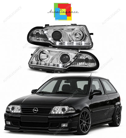 💕 Fari Anteriori Adatti per Opel Astra F 94-97 LED Daylight Cromati 💕