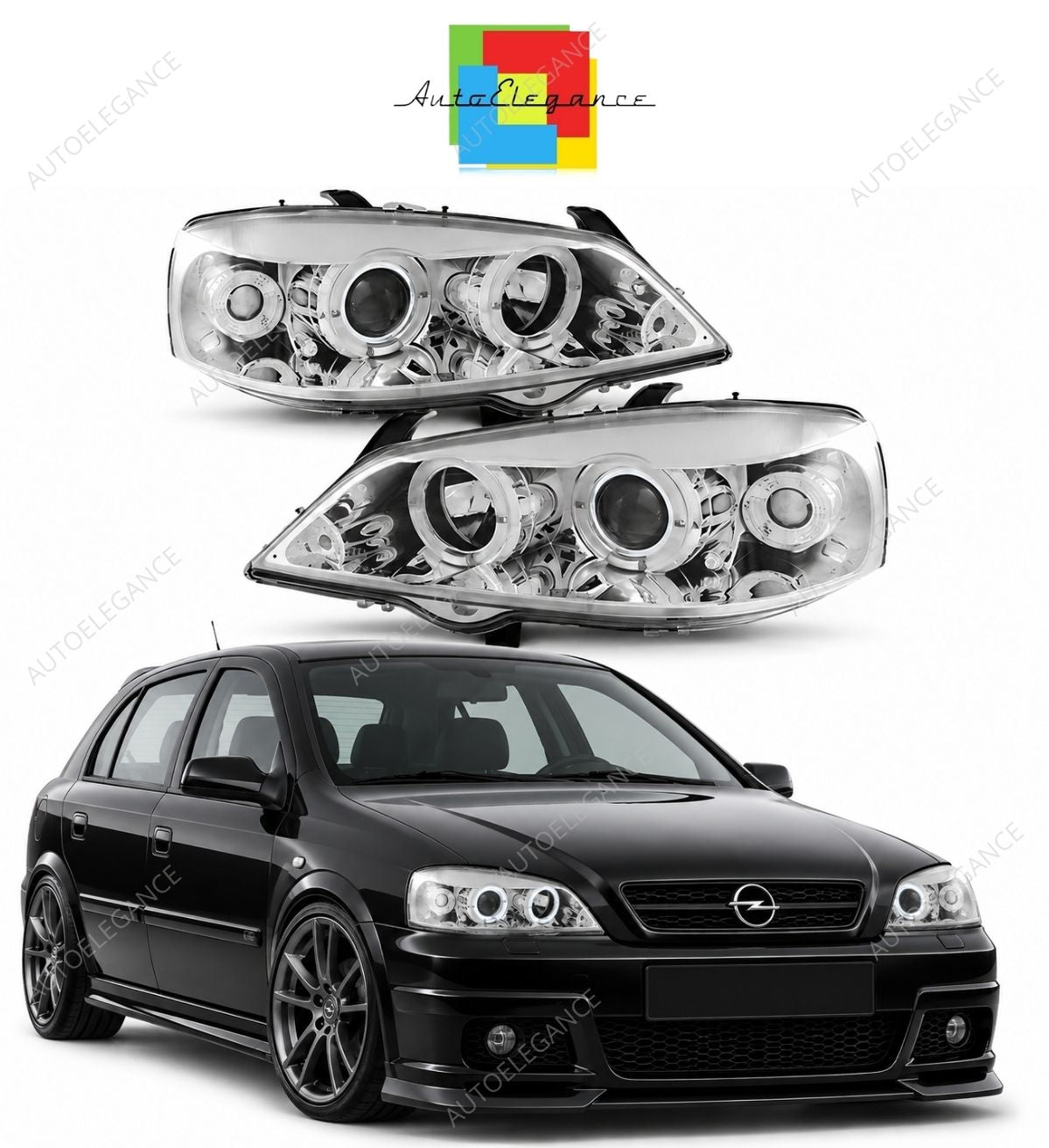💕 Fari Anteriori Adatti per Opel Astra G 97-04 Angel Eyes Cromati 💕