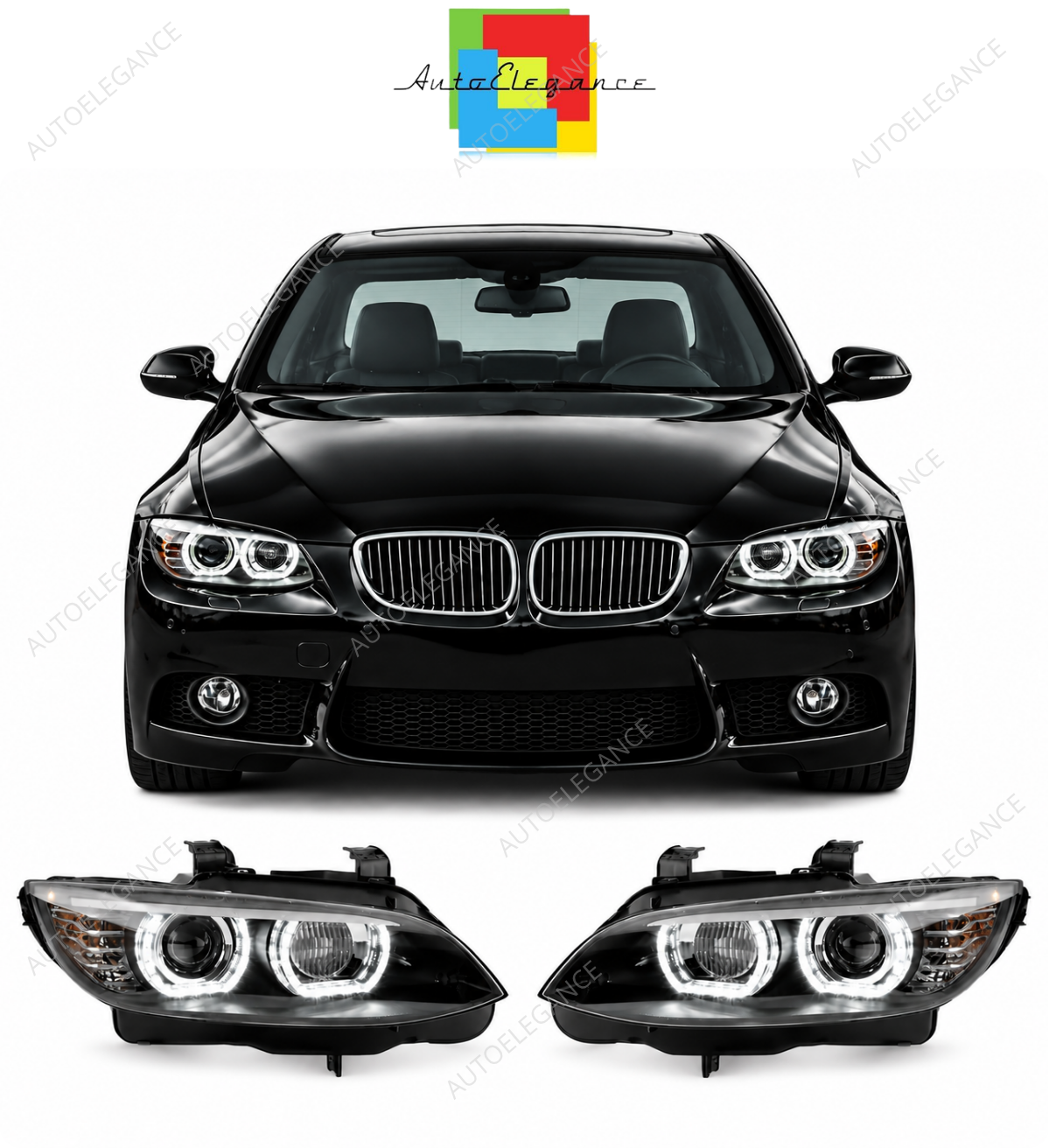 💕 Fari Anteriori DTM LED Angel Eyes Bianchi BMW E92 E93 06-10 💕