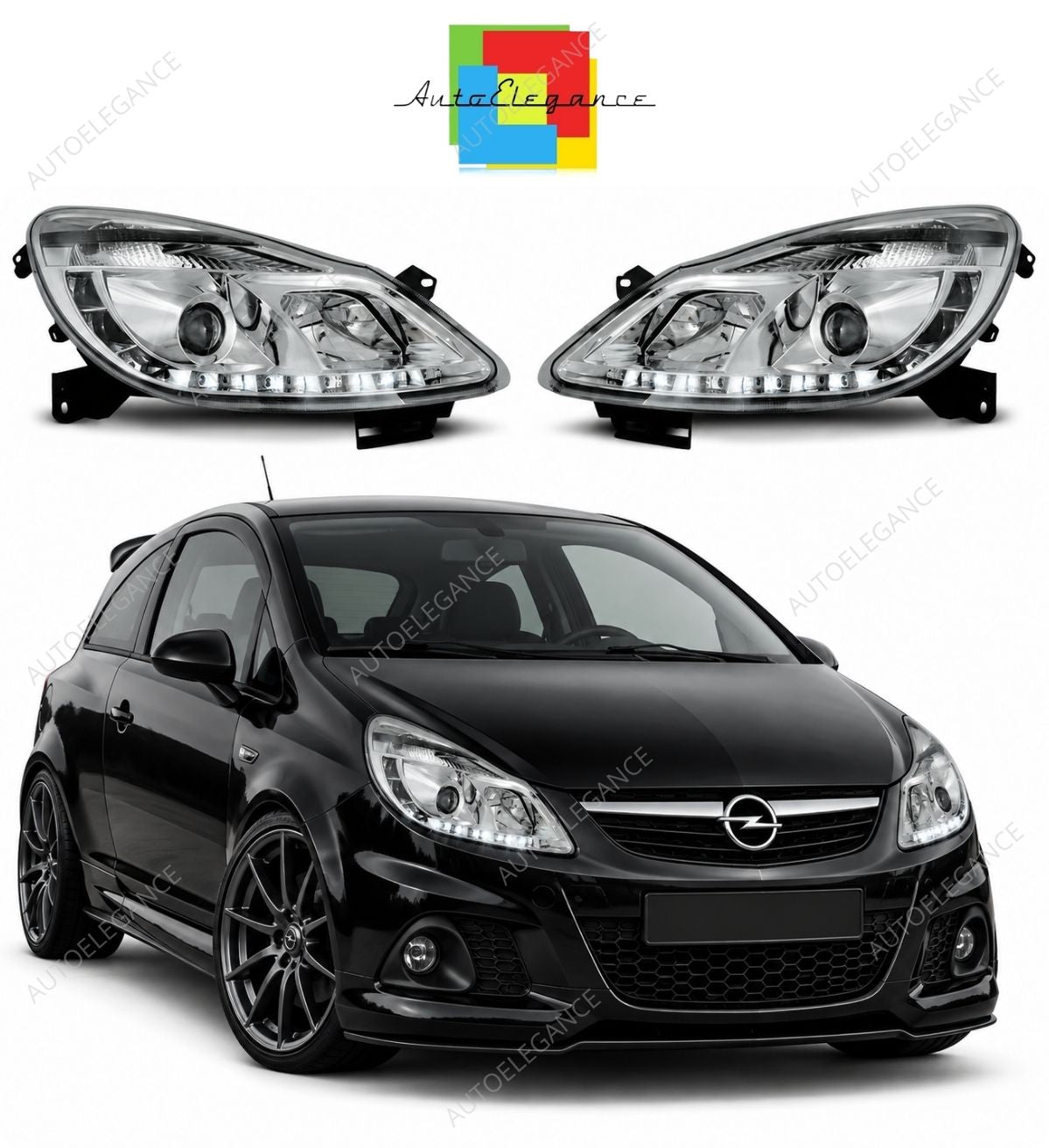 💕 Fari Anteriori Adatti per Opel Corsa D 06-11 LED Daylight Cromati 💕