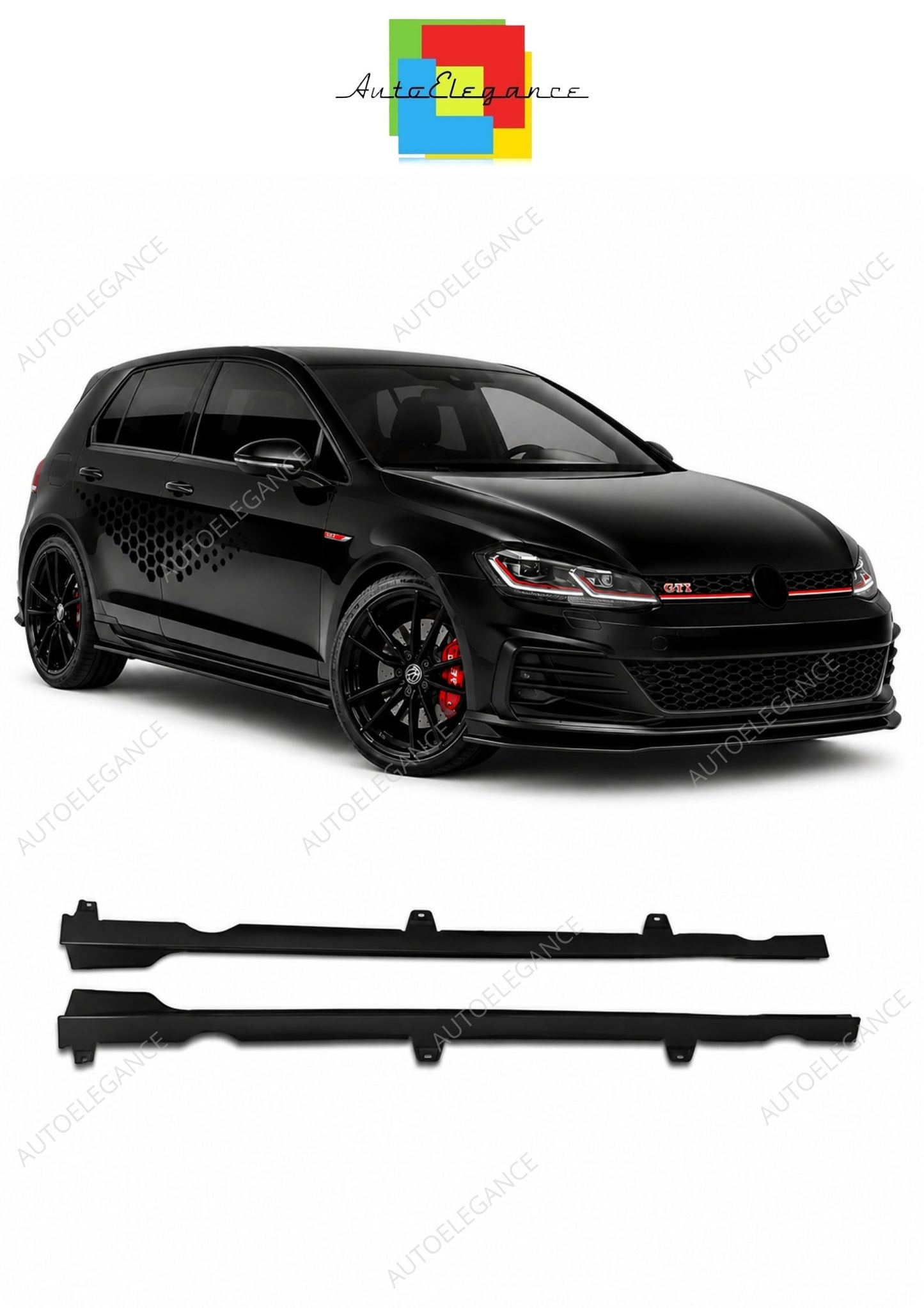 💕ESTENSIONI MINIGONNE VOLKSWAGEN VW GOLF 7 7.5 LOOK TCR NERO LUCIDO💕