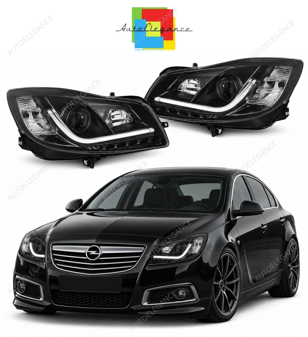 💕 Fari Anteriori Adatti per Opel Insignia 08-12 LED Tube Light Neri 💕