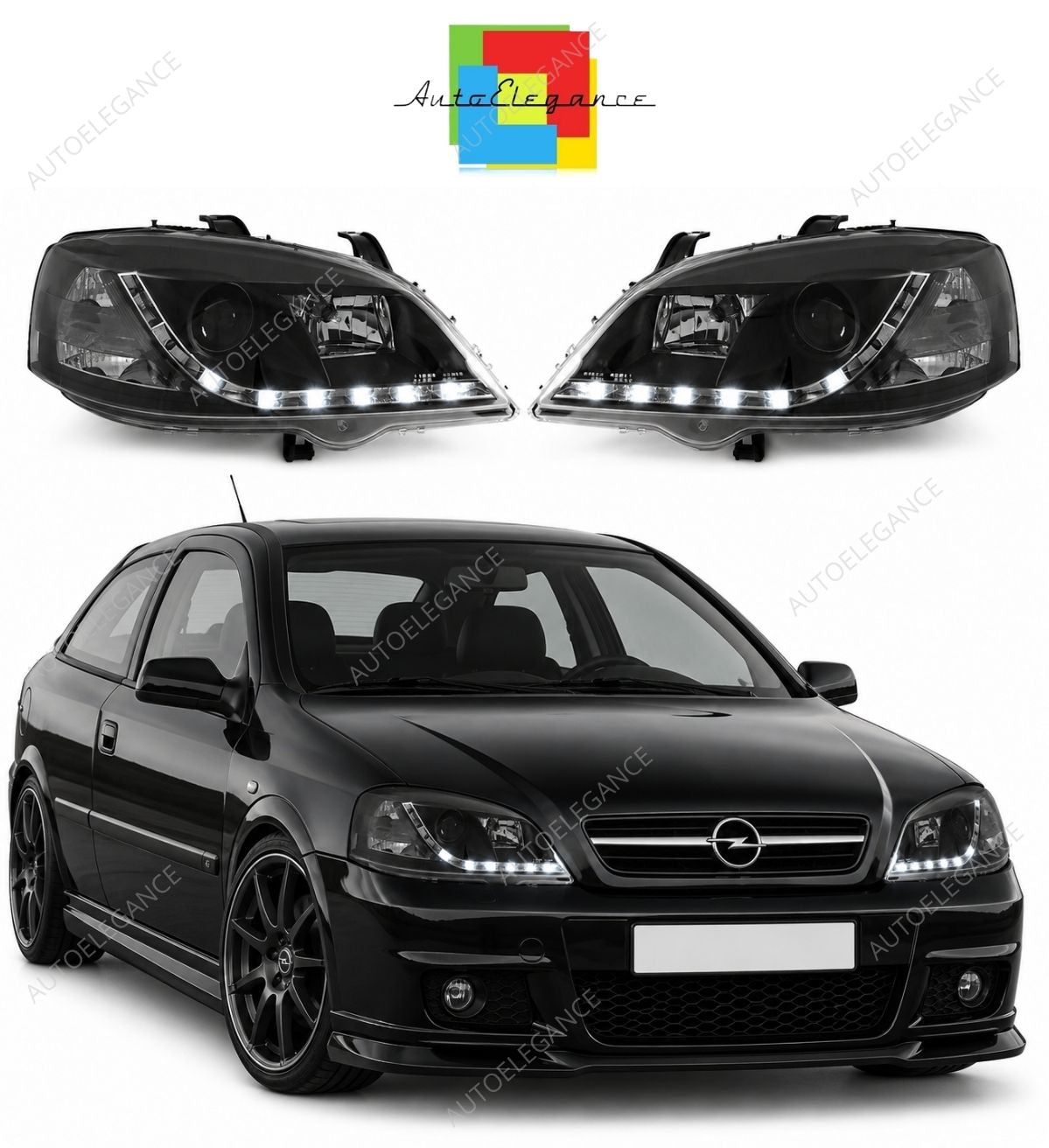 💕 Fari Anteriori Adatti per Opel Astra G 97-04 LED Daylight Neri 💕