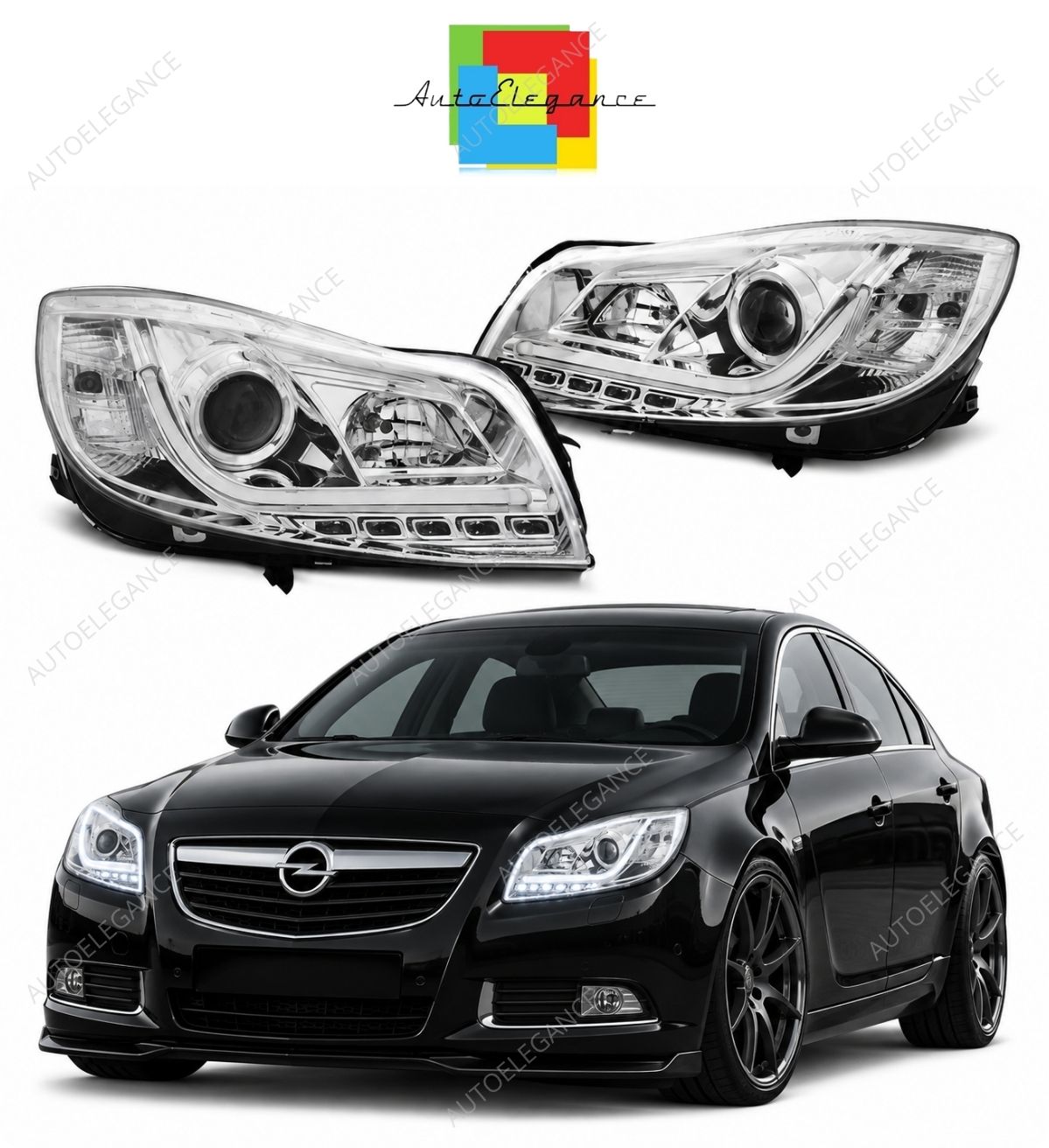 💕 Fari Anteriori Adatti per Opel Insignia 08-12 LED Tube Light Cromati 💕