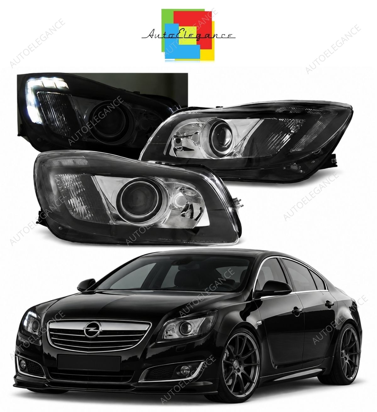 💕 Fari Anteriori Adatti per Opel Insignia 08-12 Black True DRL LED 💕