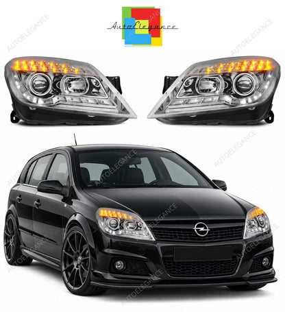 💕 Fari Anteriori Adatti per Opel Astra H 04-10 LED Daylight Cromati 💕