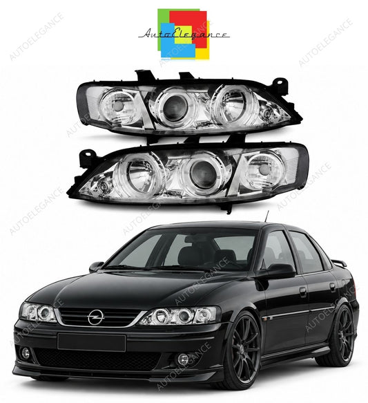 💕 Fari Anteriori Adatti per Opel Vectra B 99-03 Angel Eyes Cromati 💕
