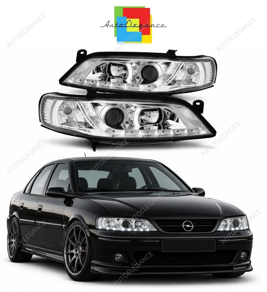 💕 Fari Anteriori Adatti per Opel Vectra B 99-02 LED Daylight Cromati 💕
