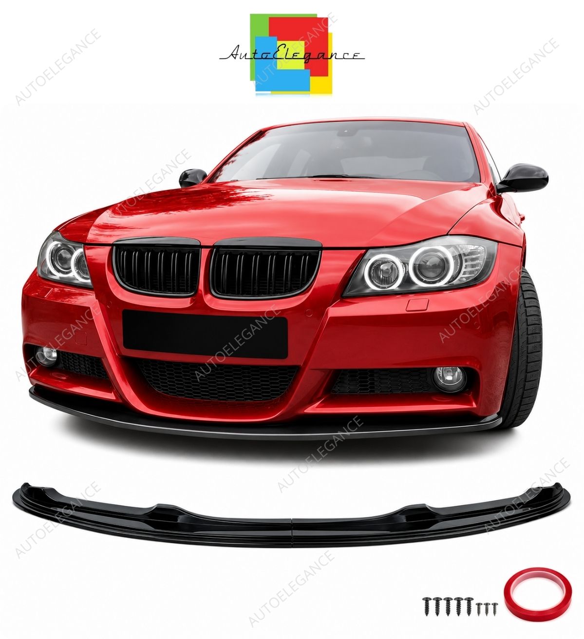💕 Spoiler Anteriore Adatto per BMW E90 E91 05-08 Pacchetto M Nero Lucido 💕