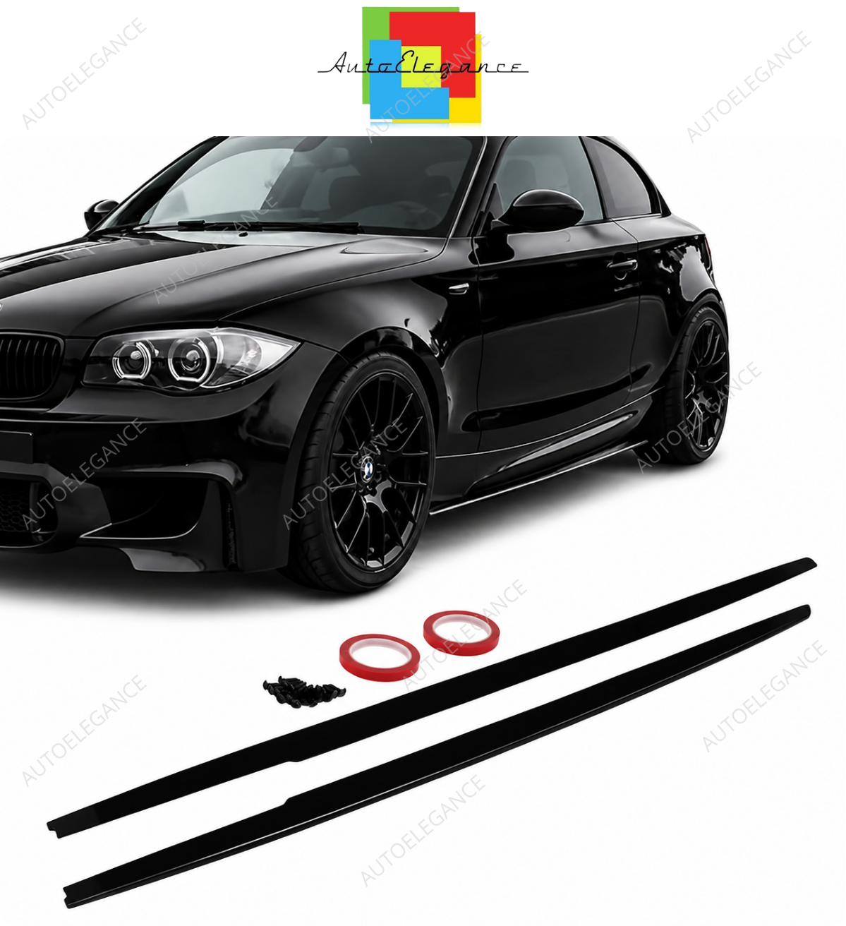 💕 Estensioni Minigonne Adatte per BMW E81 E82 E87 E88 04-13 Nero Lucido 💕