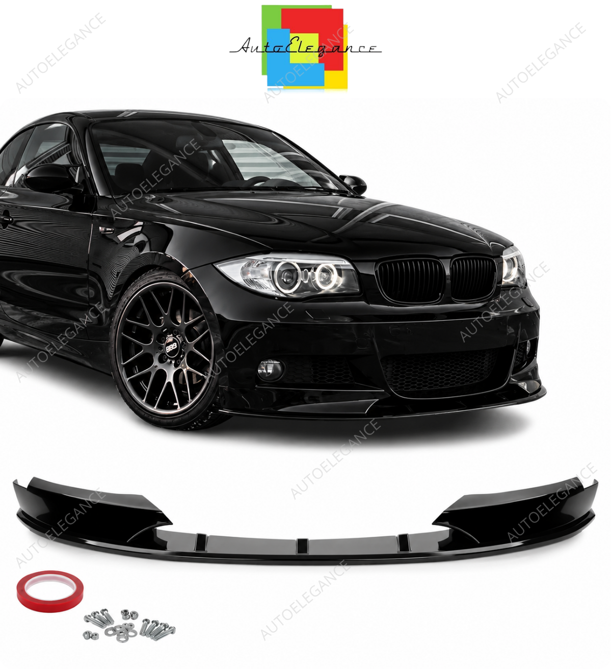 💕 Spoiler Lip Anteriore Adatto per BMW E82 E88 M-Sport Nero Lucido 💕