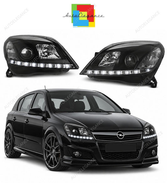 💕 Fari Anteriori Adatti per Opel Astra H 03-10 LED Daylight Neri 💕