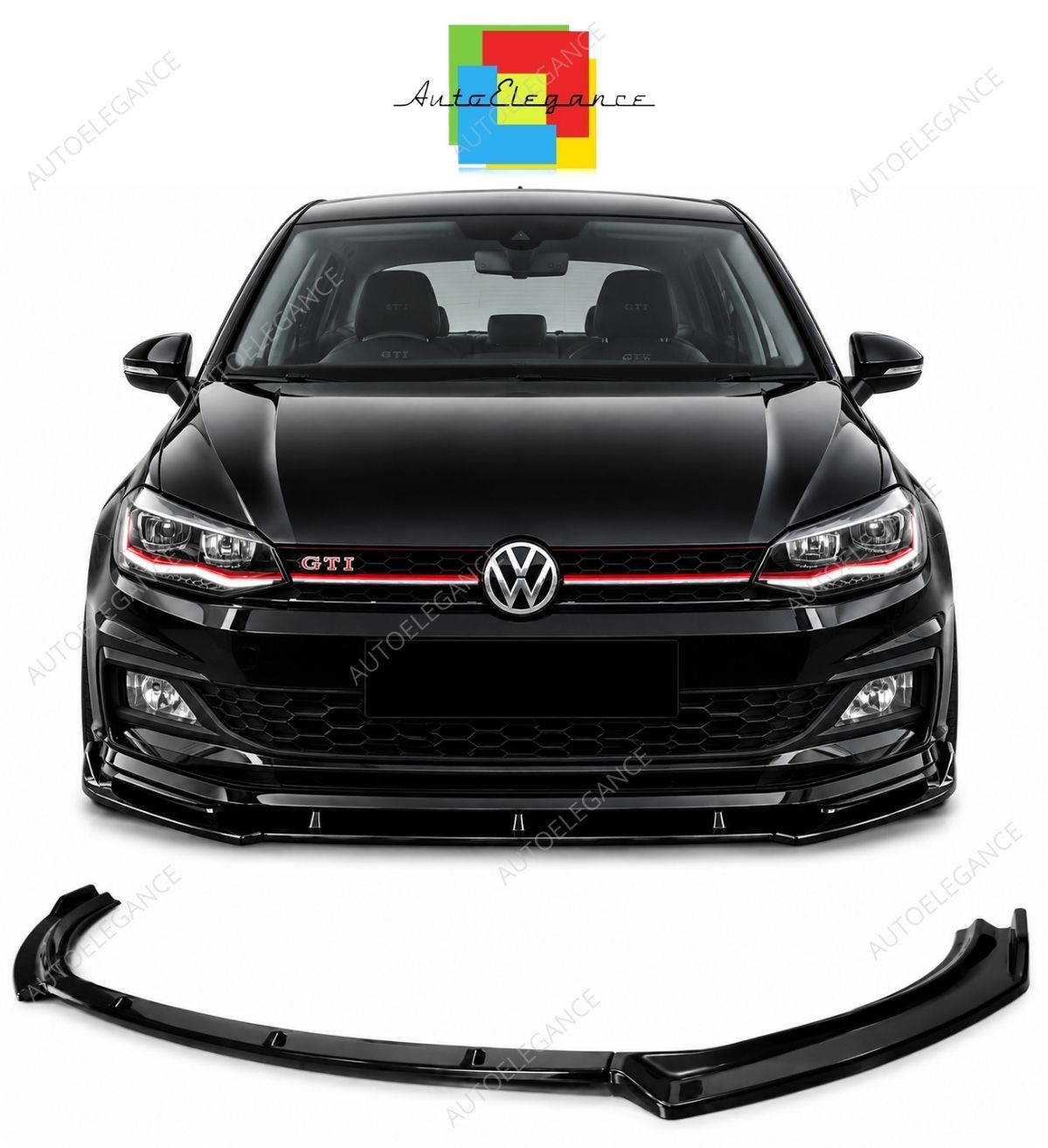 💕 Splitter Adatto per VW Polo AW1 17+ Look Standard EVO Nero Lucido 💕
