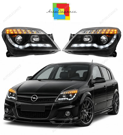 💕 Fari Anteriori Adatti per Opel Astra H 04-10 LED Daylight Neri 💕