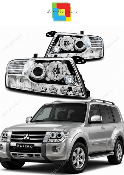 💕 Fari Anteriori Adatto per Mitsubishi Pajero V60 00-06 Angel Eyes Cromati 💕