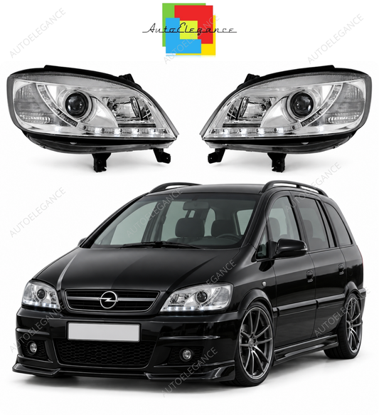 💕 Fari Anteriori Adatti per Opel Zafira A 99-05 LED Daylight Cromati 💕