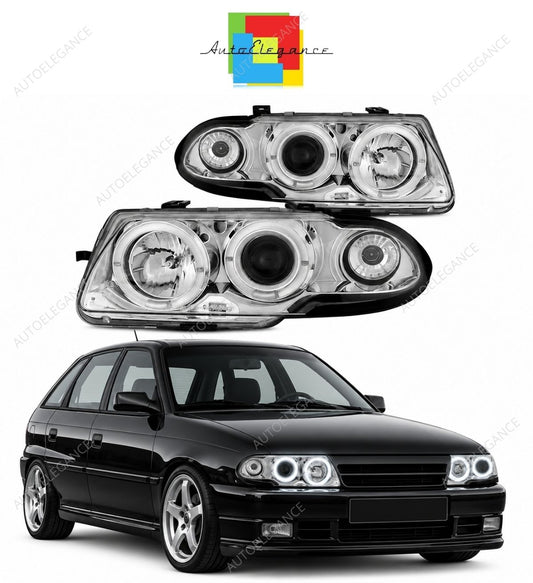 💕 Fari Anteriori Adatti per Opel Astra F 91-94 Angel Eyes Cromati 💕