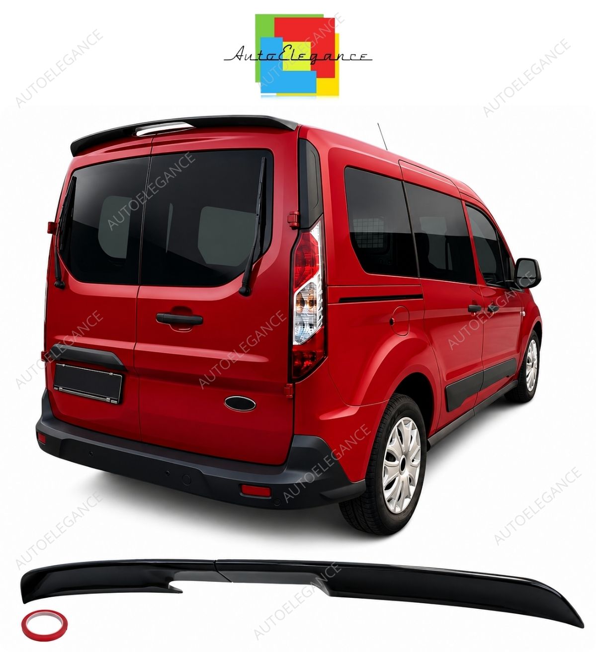 💕 Spoiler Tetto Adatto per Ford Transit Connect 13-23 Nero ABS 💕