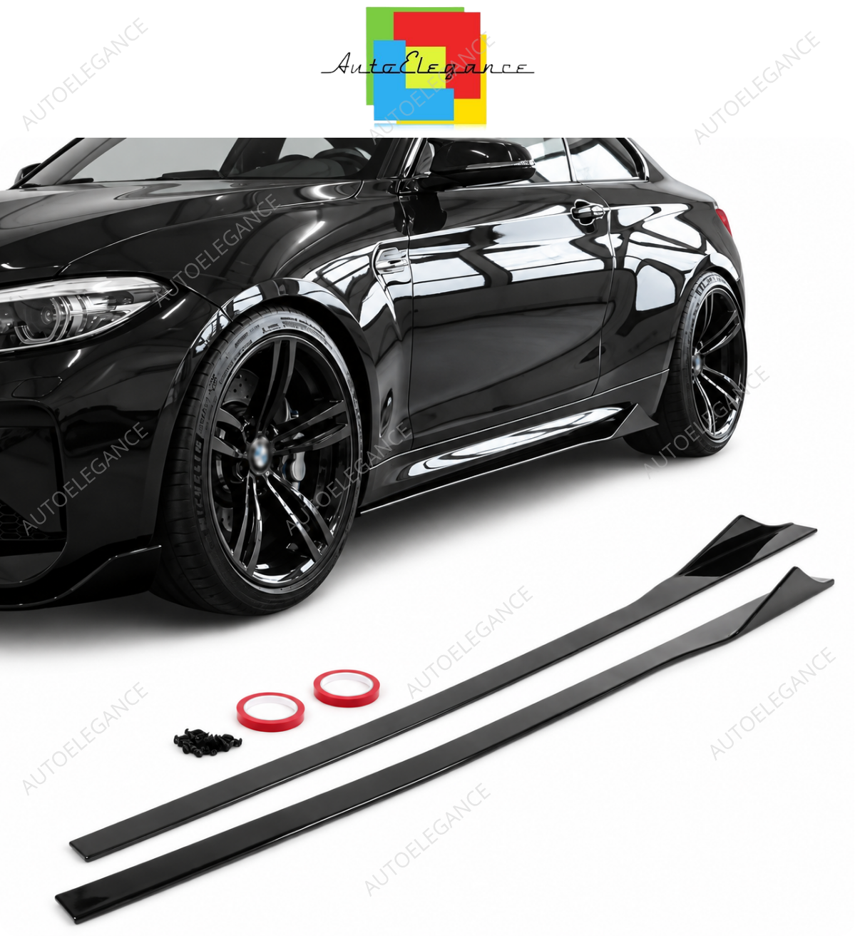 💕 Estensioni Minigonne Adatte per BMW M2 F87 16-21 Nero Lucido WR 💕