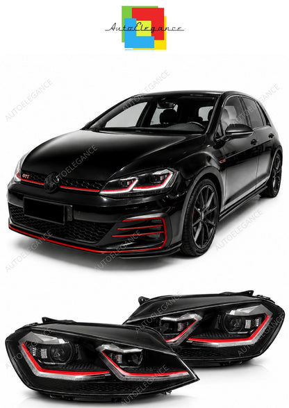 💕 Fari Anteriori Adatto per VW Golf 7.5 17-19 LED DRL Sequenziali Rossi 💕