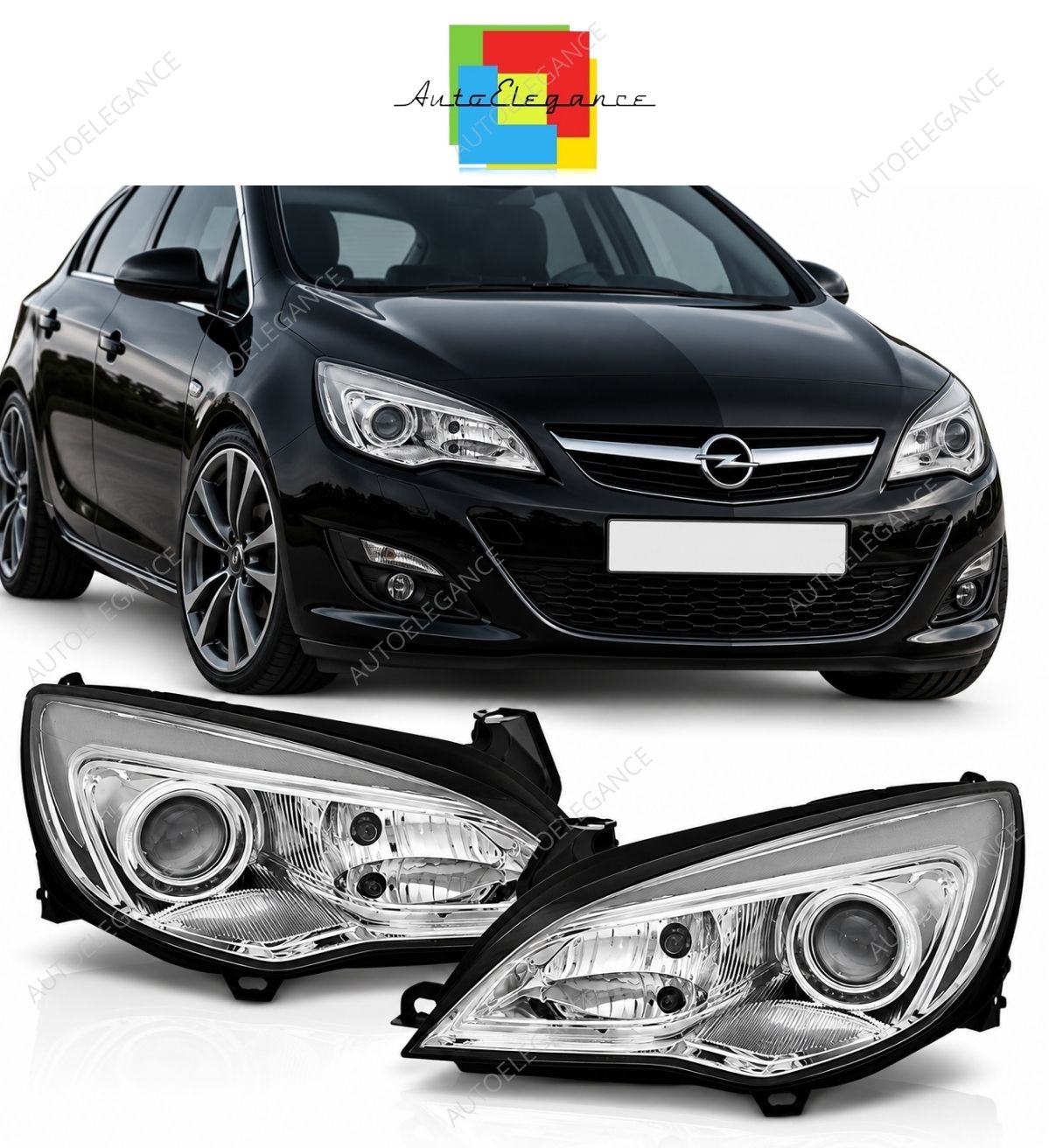💕 Fari Anteriori Adatti per Opel Astra J 10-15 LED Tube Cromati 💕