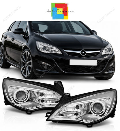💕 Fari Anteriori Adatti per Opel Astra J 10-15 LED Tube Cromati 💕