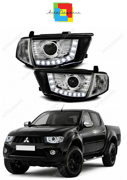 💕 Fari Anteriori Adatto per Mitsubishi L200 06-10 LED Daylight Cromati 💕