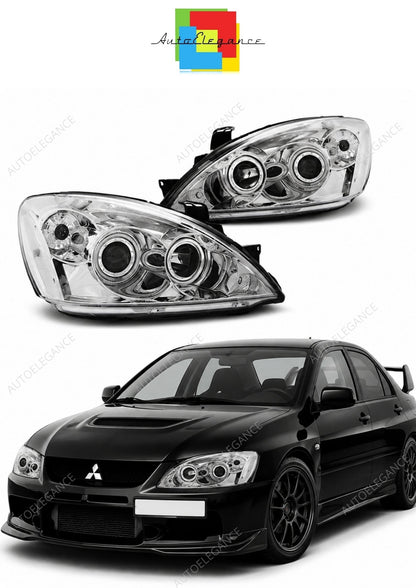 💕 Fari Anteriori Adatto per Mitsubishi Lancer 7 04-07 Angel Eyes CCFL Cromati 💕